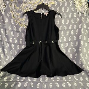 GB Girls Black Sleeveless Dress with Belt